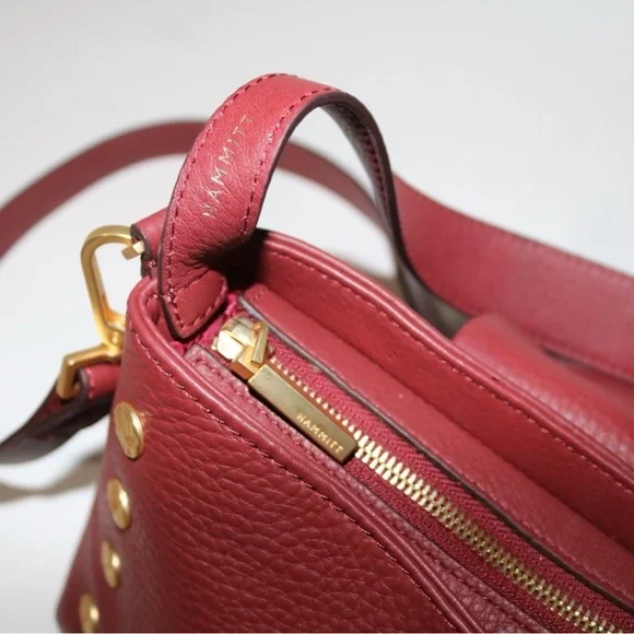 Hammitt Brushed Gold Pebble Leather VIP Satchel in Pomodoro Red - Picture 12 of 15